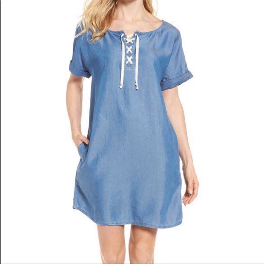 Caslon blue denim chambray mini dress
